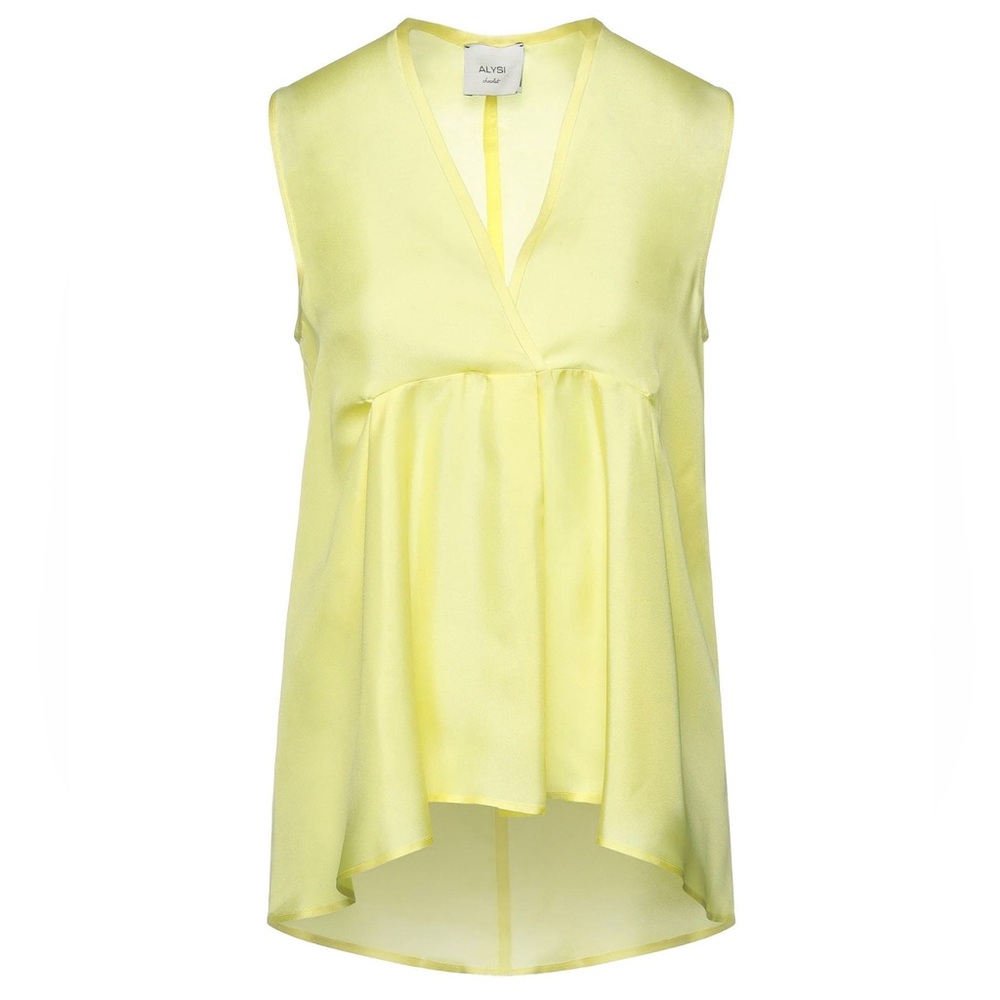Alysi Chocolat Yellow Silk Sleeveless Blouse